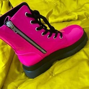 Neon Pink Dolls Kill Combat Boots Size 10